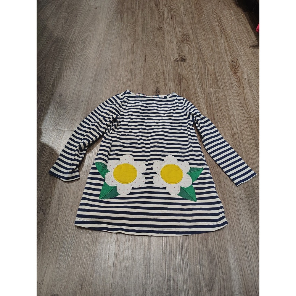 Mini Boden Striped Flower Dress Girls Size 6-7
